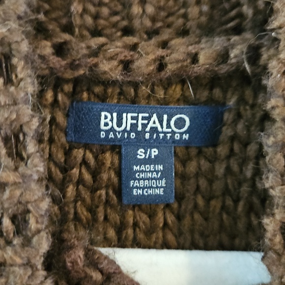 Buffalo David Bitton Dark Brown Cable Knit Sweater Fall Winter Perfect Small - Picture 3 of 6